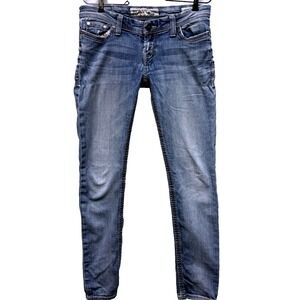 BKE Denim Stella Women's Jeans Size 27R Blue Distressed Buckle